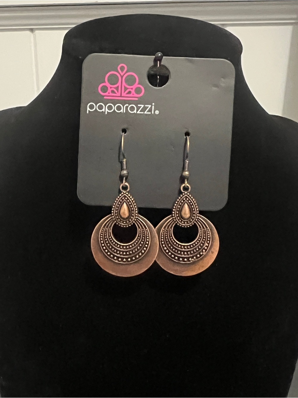 Paparazzi Copper-Tone Layered Circle Dangle Earrings